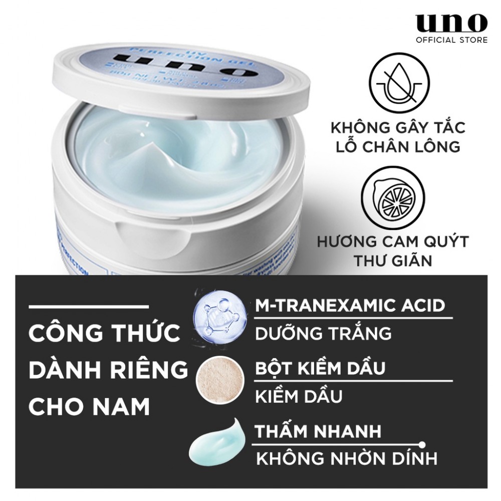 Bộ đôi kem dưỡng da cho nam ban ngày và ban đêm UNO UV Perfection Gel SPF30 PA+++ & Cream Perfection 