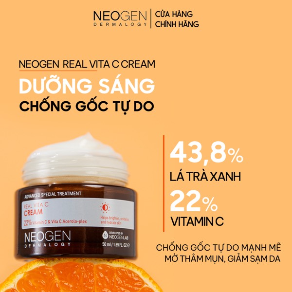 Kem dưỡng Vitamin C dưỡng sáng giảm viêm Neogen Real Vita C cream 50ml